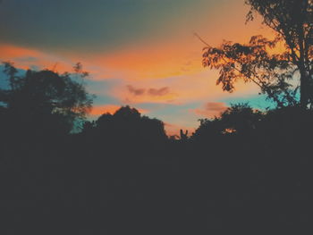 Silhouette trees against sky during sunset