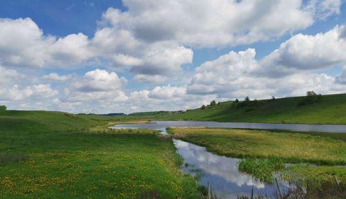 Scenic view of lake against sky