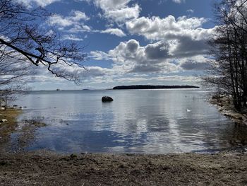 Scenic view of lake against sky