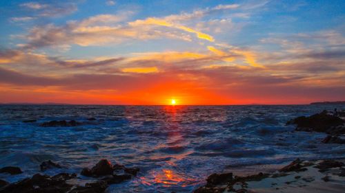 Scenic view of sea during sunset