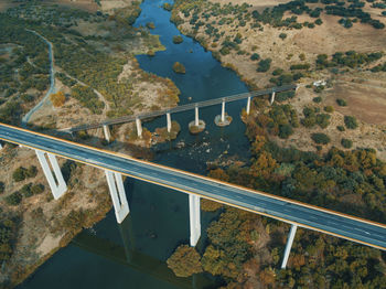 High angle view of bridge over river