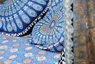 Full frame shot of multi colored pillows on sofa