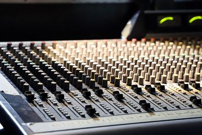 Close-up of sound mixer