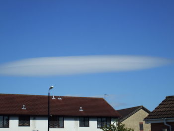 High section of building against blue sky