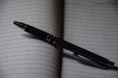 High angle view of pen on table