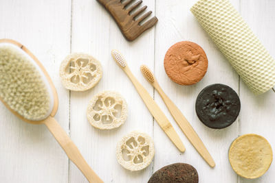 High angle view of food on table