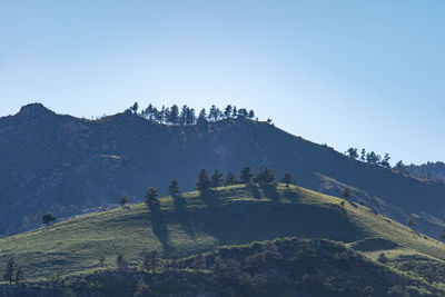 Scenic view of mountains against clear sky