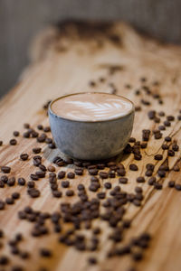 Close-up of coffee cup on table