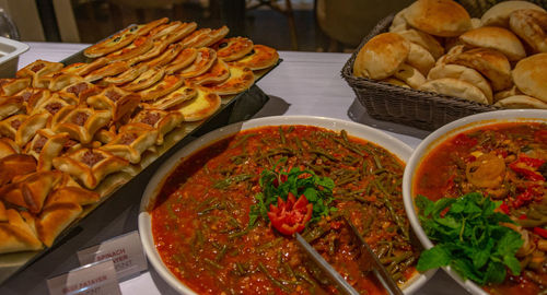 High angle view of food on table