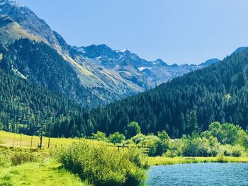 Scenic view of mountains against sky