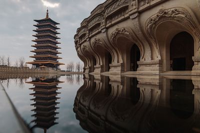 Reflection of building in lake