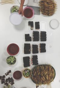 High angle view of food on table