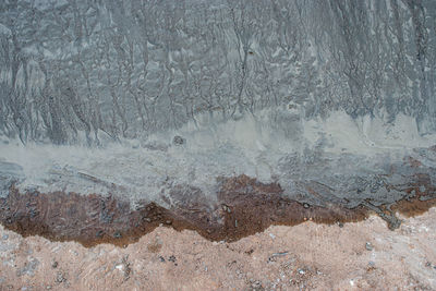 High angle view of snow covered land