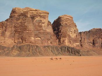 Rock formations in wadi rum desert in jordan