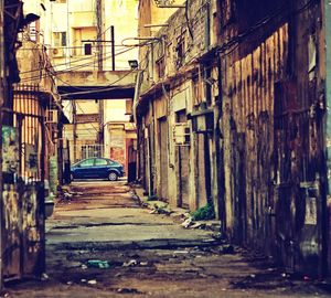 Narrow alley along buildings