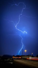 Lightning in sky at night