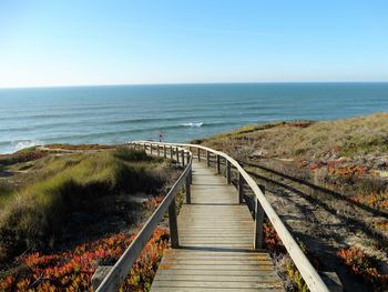 Scenic view of sea against clear sky