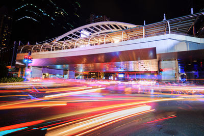 Light trails on city street at night