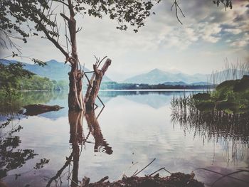 Scenic view of lake against sky