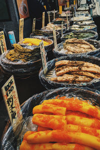 Various japanese groceries for sale at market