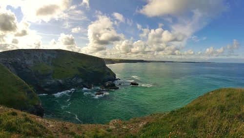 Panoramic view of sea against cloudy sky