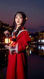 Young woman wearing mongolian tradisional clothes
