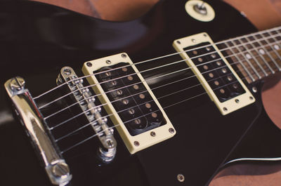 High angle view of guitar