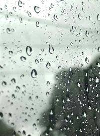 Full frame shot of raindrops on window