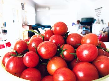 Close-up of tomatoes in market for sale