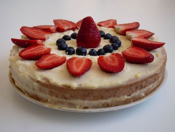 Close-up of strawberries in plate