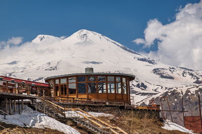 Snow covered mountain against sky