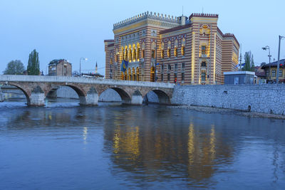 Bridge over river against clear sky