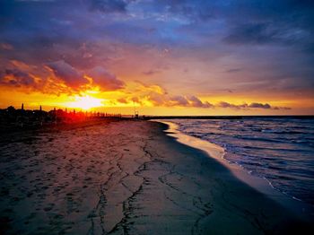 Scenic view of sea at sunset