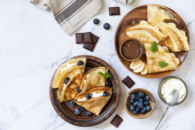 High angle view of food on table