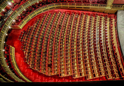 Full frame shot of empty seats in building