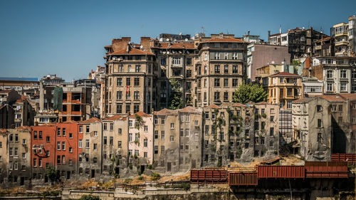 Urban transformation in istanbul with old buildings in front of a construction site