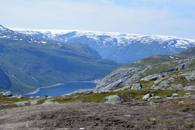 Scenic view of mountains against sky