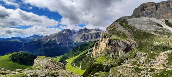 Panoramic view of mountains against sky