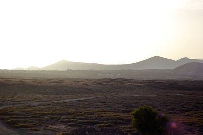 Scenic view of desert against clear sky