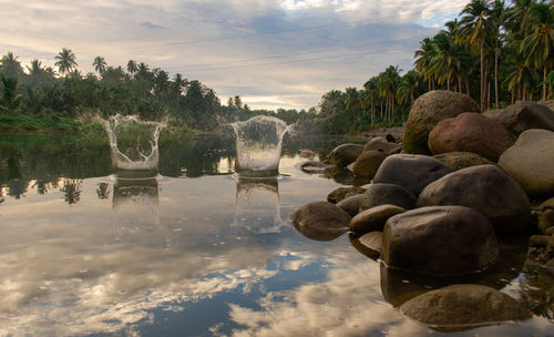 Scenic view of lake against sky