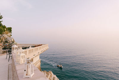 High angle view of sea against sky