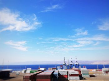 Scenic view of sea against blue sky