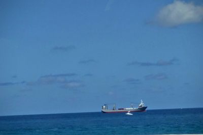 Boat sailing in sea