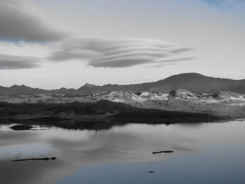 Scenic view of lake against sky