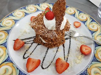 Close-up of cake served on plate
