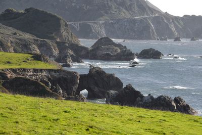 Scenic view of sea and rocks