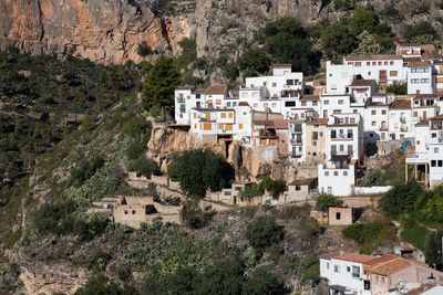 High angle view of buildings in town