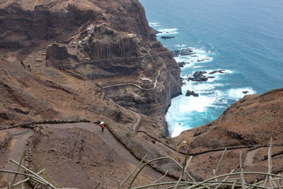 High angle view of sea