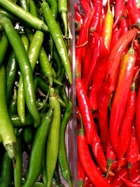 Close-up of red chili peppers for sale in market