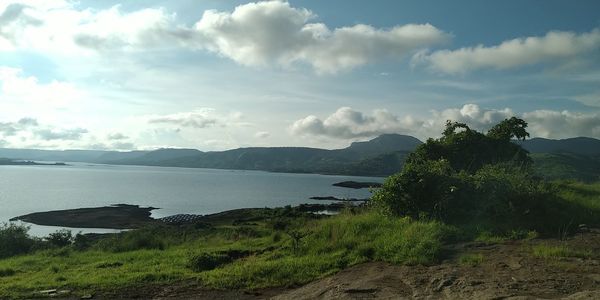 Scenic view of lake against sky
